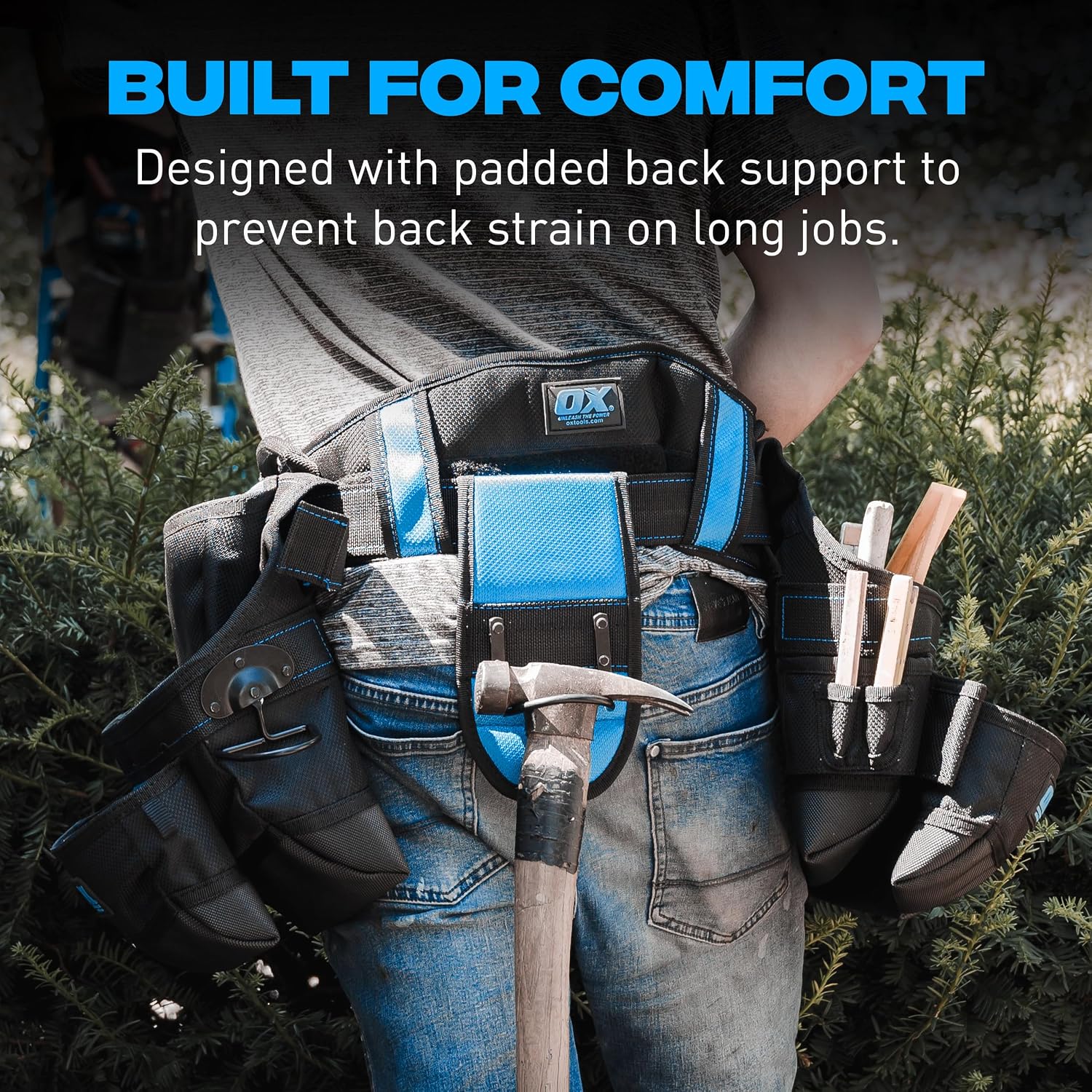 OX Pro Nylon Tool Belt with Padded Back Support - Heavy Duty Framer | 1680D ballistic nylon with PVC coating - organized pouches for framers, electricians and contractors