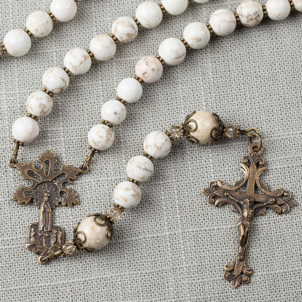 THE CATHOLIC COMPANY Stone Bead Rosary – Catholic Prayer Beads, Traditional Devotional Design, Durable and Lightweight, Gift for Men and Women