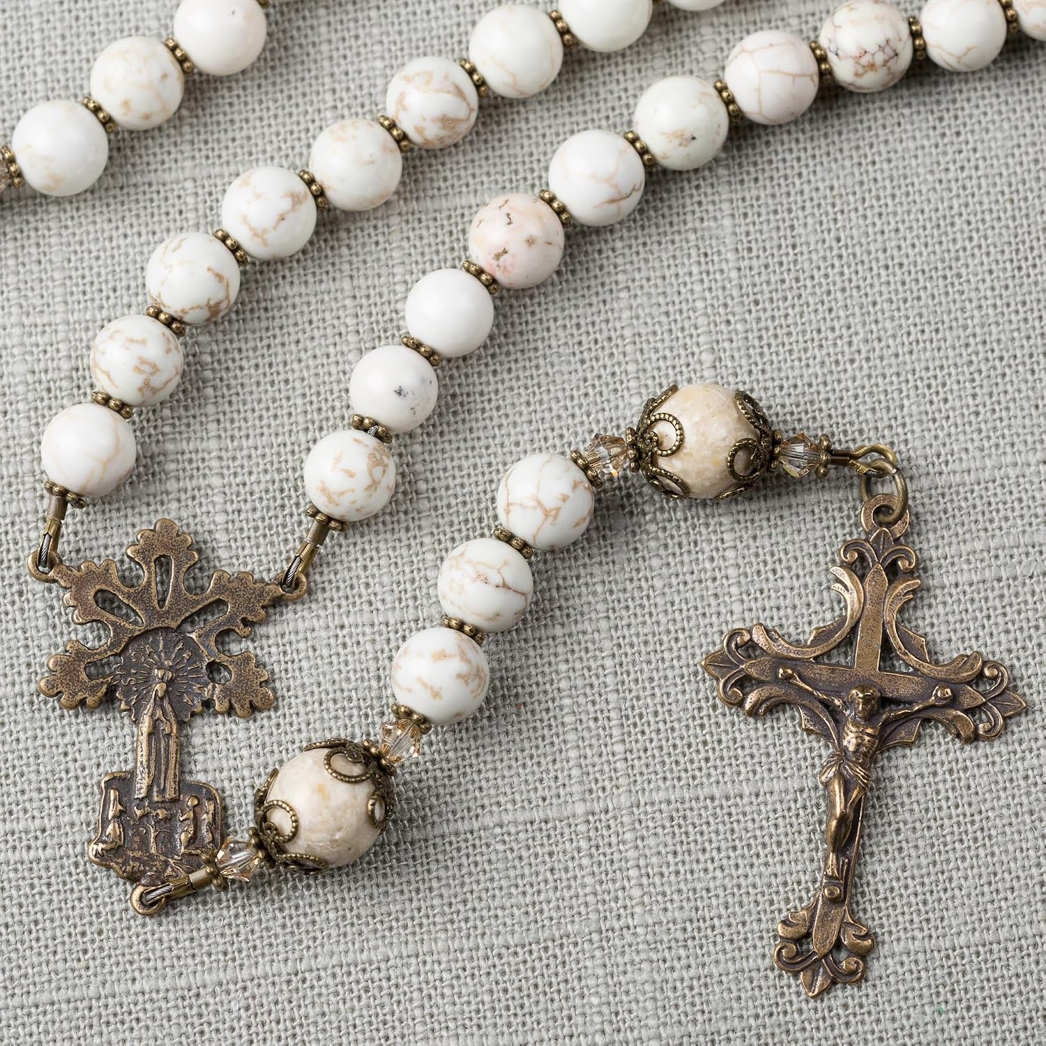 THE CATHOLIC COMPANY Stone Bead Rosary – Catholic Prayer Beads, Traditional Devotional Design, Durable and Lightweight, Gift for Men and Women