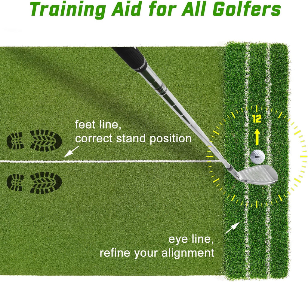 DCQ Real Feel Golf Hitting Mat, 6x4ft & 5x4ft Golf Mat, Approach Angle Training, Practice Outdoor & Indoor, Driving Chipping Putting, Golf Turf Mat, Simulator Mat