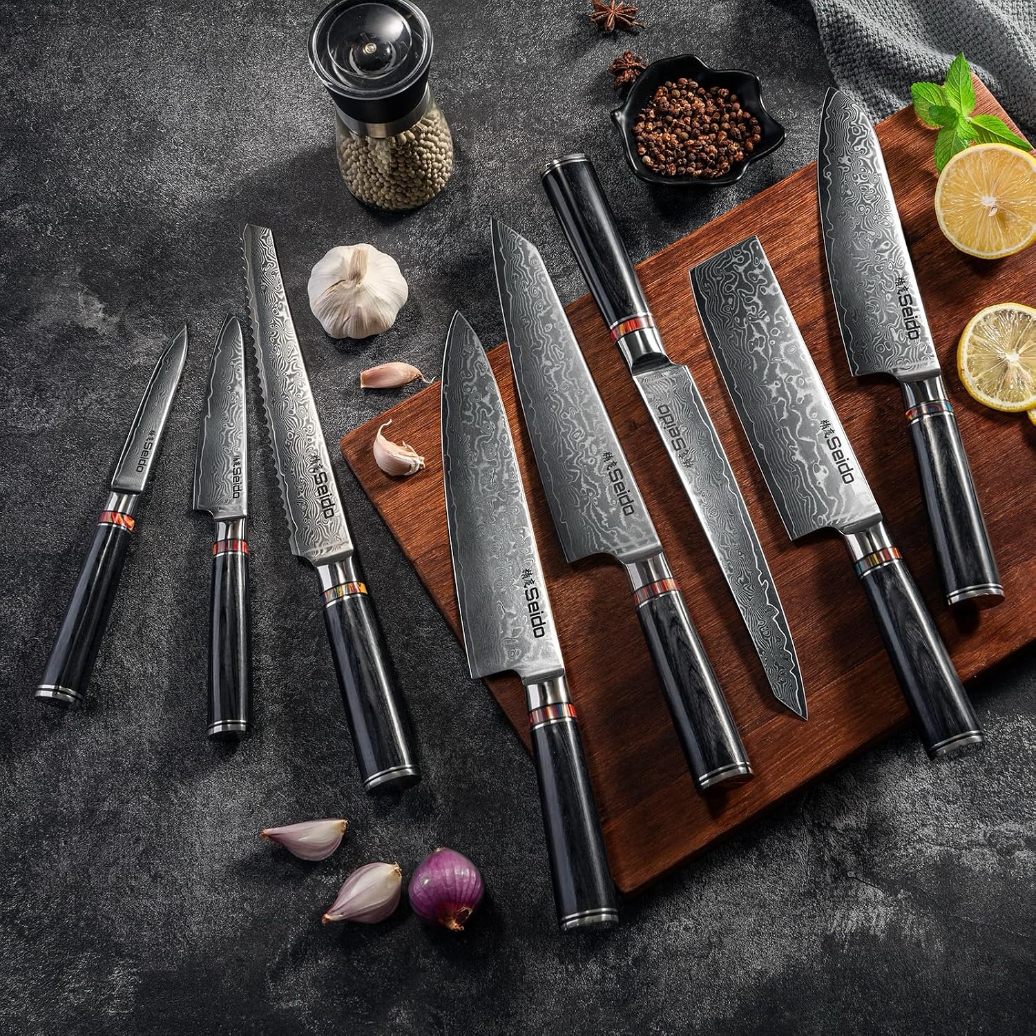Classic 8-Piece Professional Knife Set - VG-10 Super Steel Blades - Kitchen Knife Set, Knives Set for Kitchen, Kitchen Knives Sets