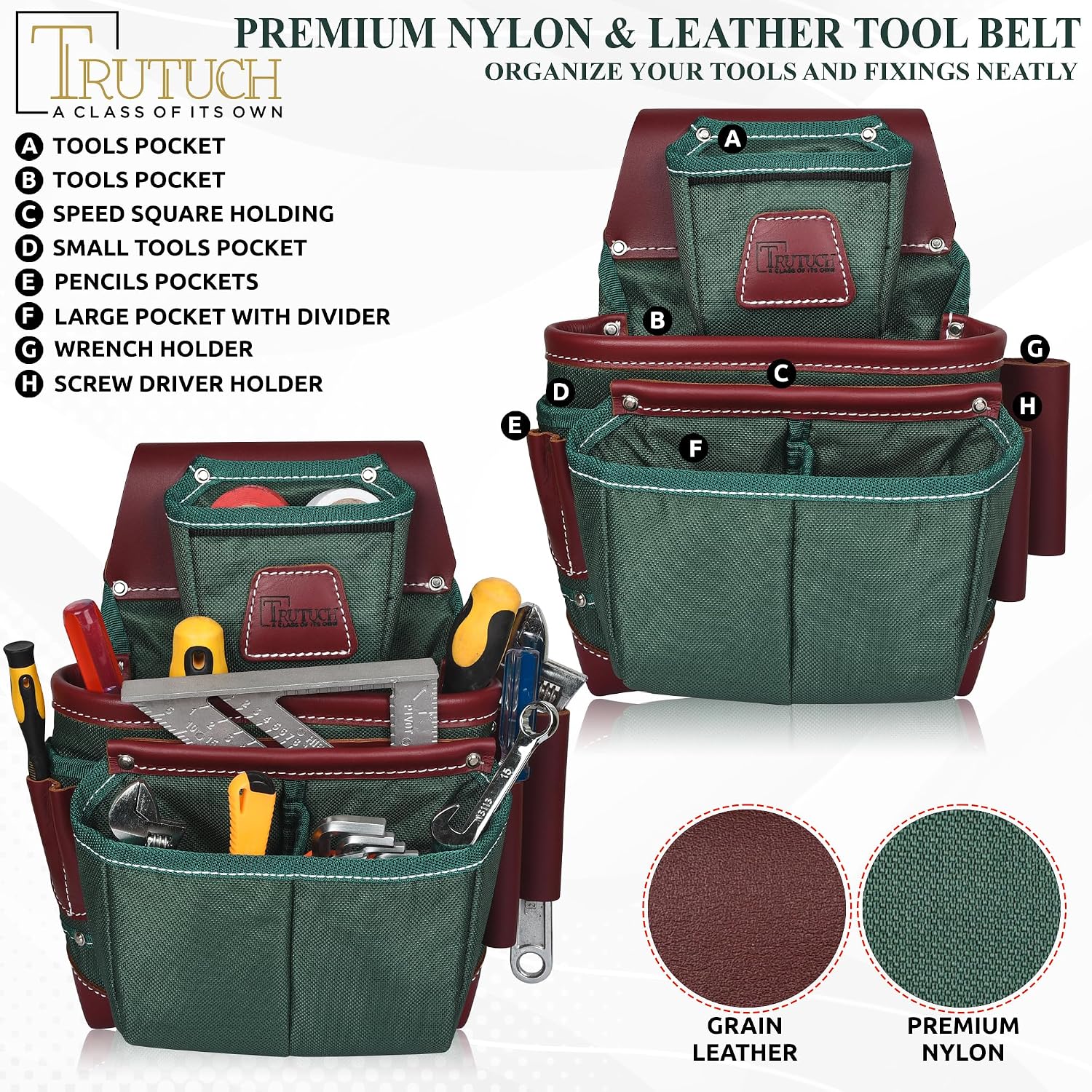 Nylon and Leather Tool Belt | Framing Tool Bags | Leather Tool Belts | Nylon Tool Pouch | Carpenter Tool Belt | Construction | Framers | Electrician