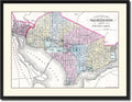 Washington DC Vintage Antique Map 36005 Canvas Print Picture Frame Home Decor Wall Art Livingroom Housewarming Gift Ideas 28'x37'
