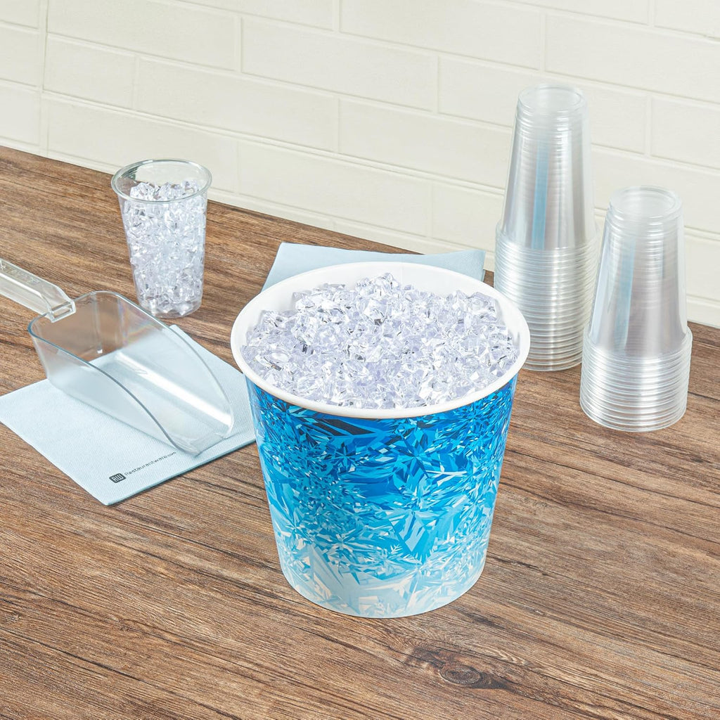 Restaurantware Paper Ice Buckets 100 Count 10 lb Leak-Resistant Disposable Ice Holders for Hotels Insulated Wide Mouth Round Containers for Events and Catering Blue
