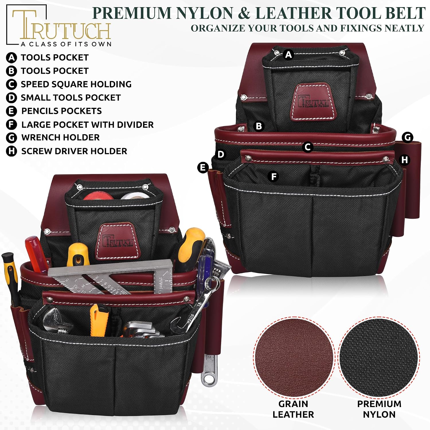 Nylon and Leather Tool Belt | Framing Tool Bags | Leather Tool Belts | Nylon Tool Pouch | Carpenter Tool Belt | Construction | Framers | Electrician