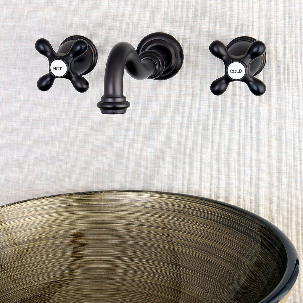 Kingston Brass KS3125AX Vintage 2-Handle Wall Mount Bathroom Faucet, Oil Rubbed Bronze