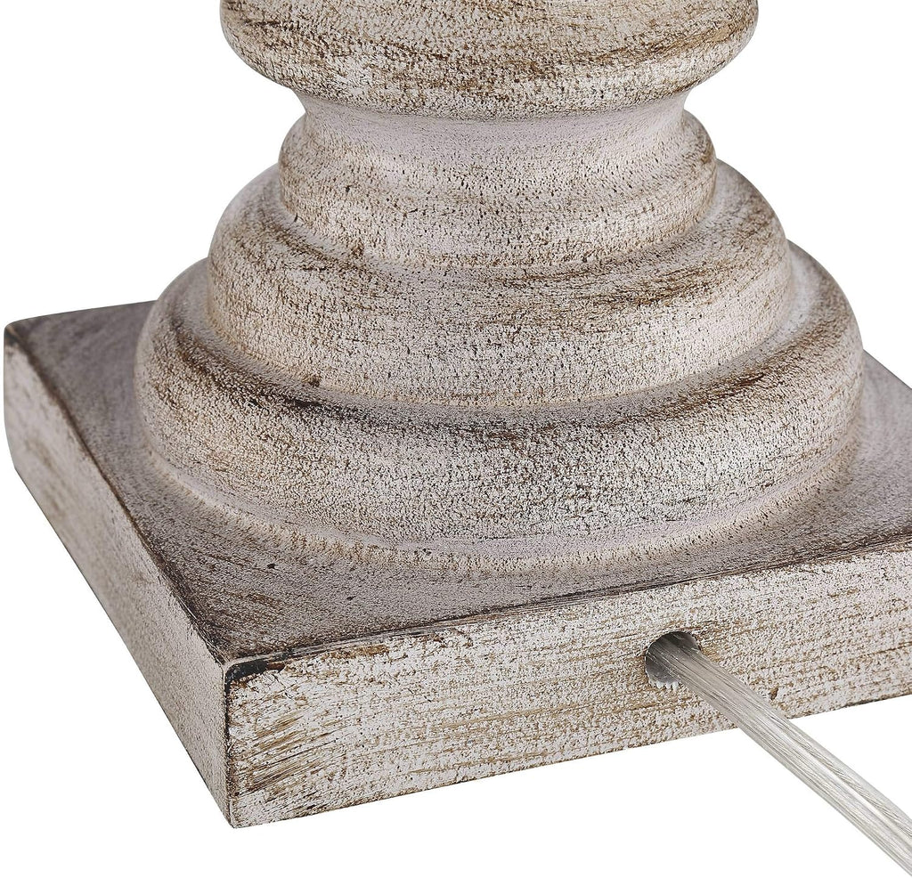 Regency Hill Patsy 26 1/2' Tall Candlestick Traditional Natural Cottage Core Table Lamps Set of 2 with Smart Sockets White-Washed Wood Finish Living Room Bedroom Bedside Nightstand House Office