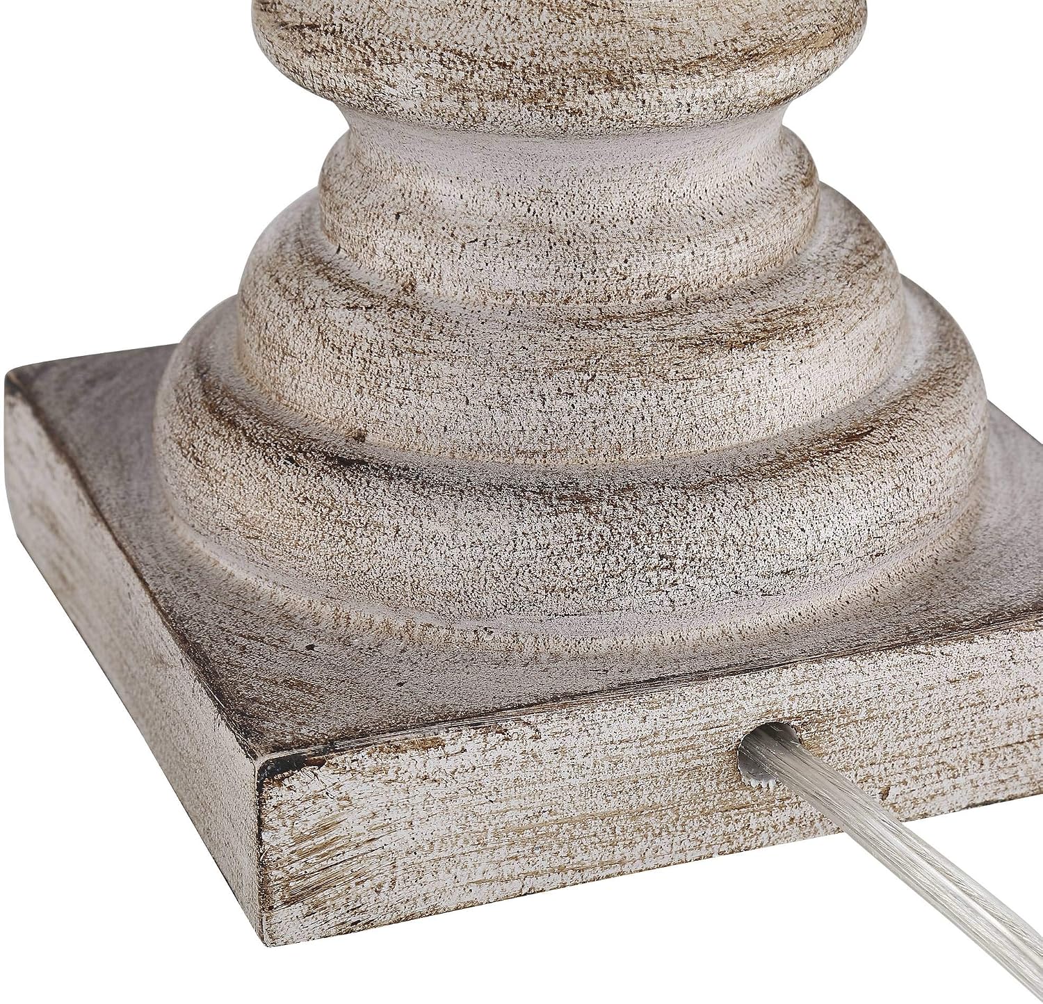 Regency Hill Patsy 26 1/2' Tall Candlestick Traditional Natural Cottage Core Table Lamps Set of 2 with Smart Sockets White-Washed Wood Finish Living Room Bedroom Bedside Nightstand House Office