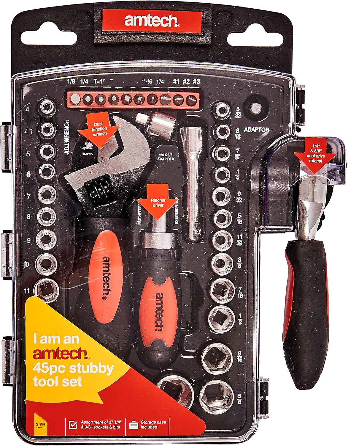 Amtech I1100 45 Piece Stubby Tool Set