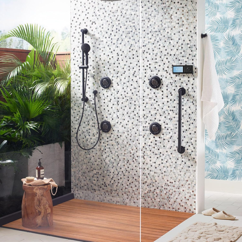 Moen Eco Performance 5 Funtion Handheld Showerhead, 30 Inch Slide Bar and 69 Inch Hose, 3558EPBL