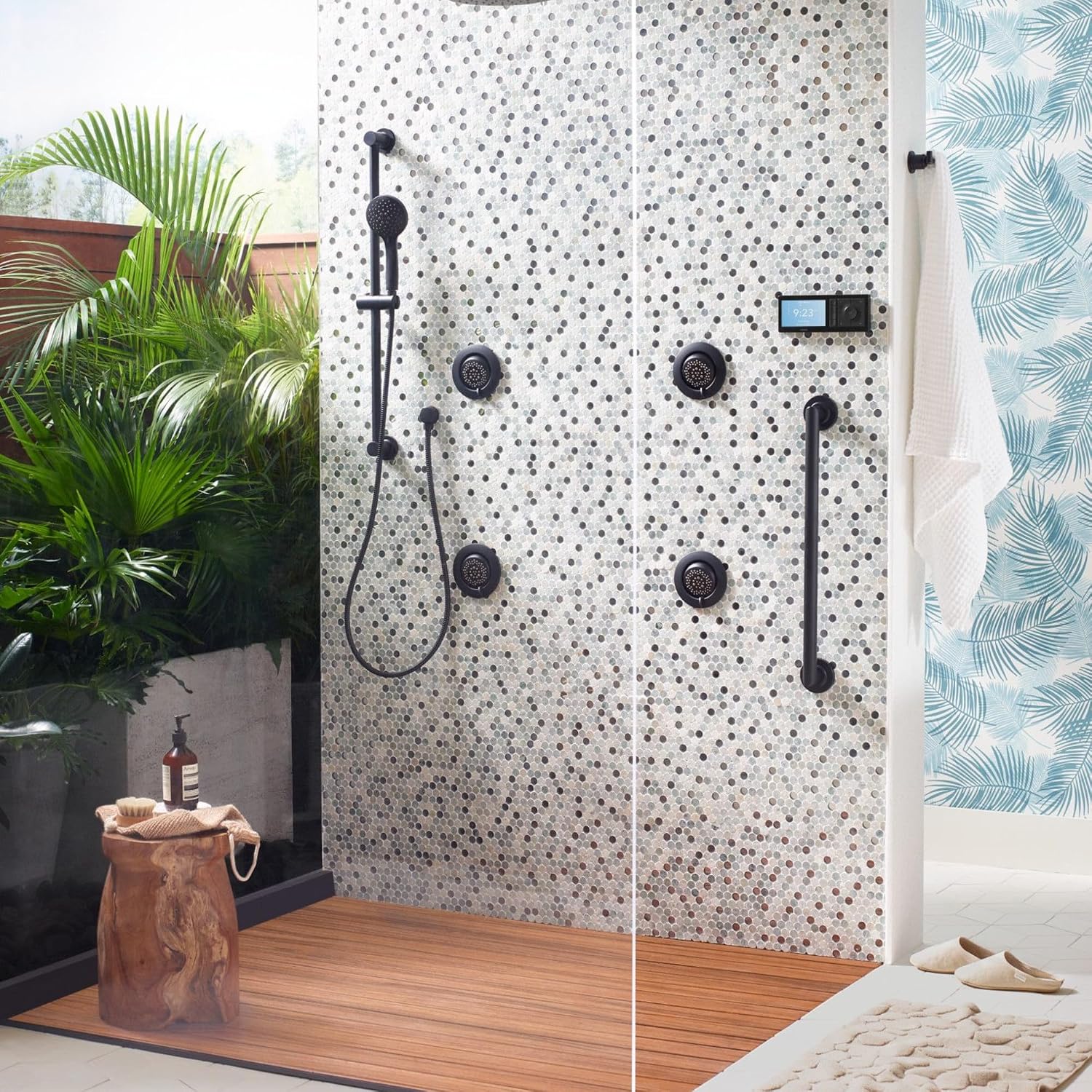 Moen Eco Performance 5 Funtion Handheld Showerhead, 30 Inch Slide Bar and 69 Inch Hose, 3558EPBL