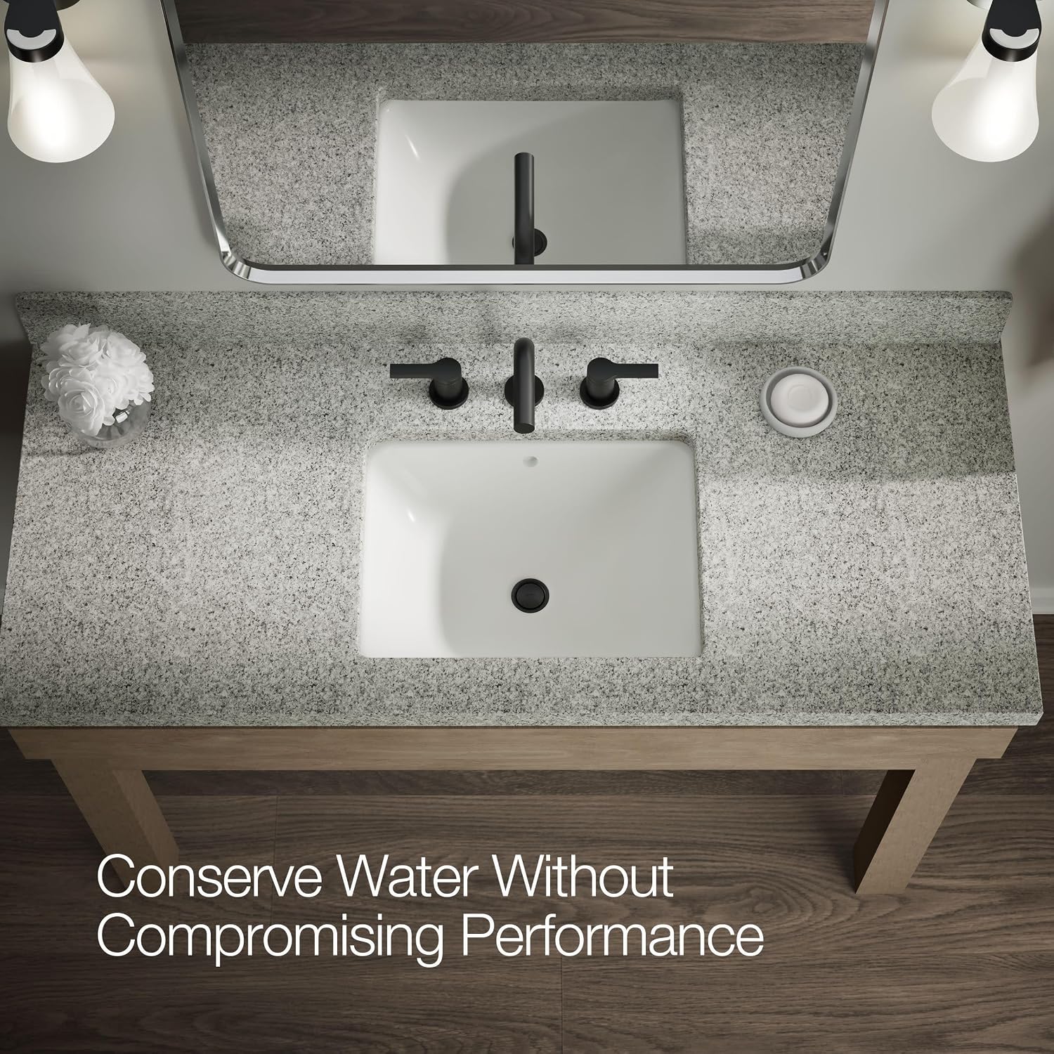 KOHLER K-33592-4K-BL Elate® Widespread Bathroom Sink Faucet, Durable Brass Bathroom Faucets, Sleek Finish, 1.0 GPM, Matte Black