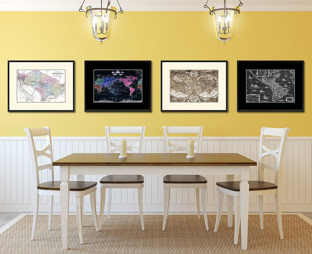 Washington DC Vintage Antique Map 36005 Canvas Print Picture Frame Home Decor Wall Art Livingroom Housewarming Gift Ideas 28'x37'