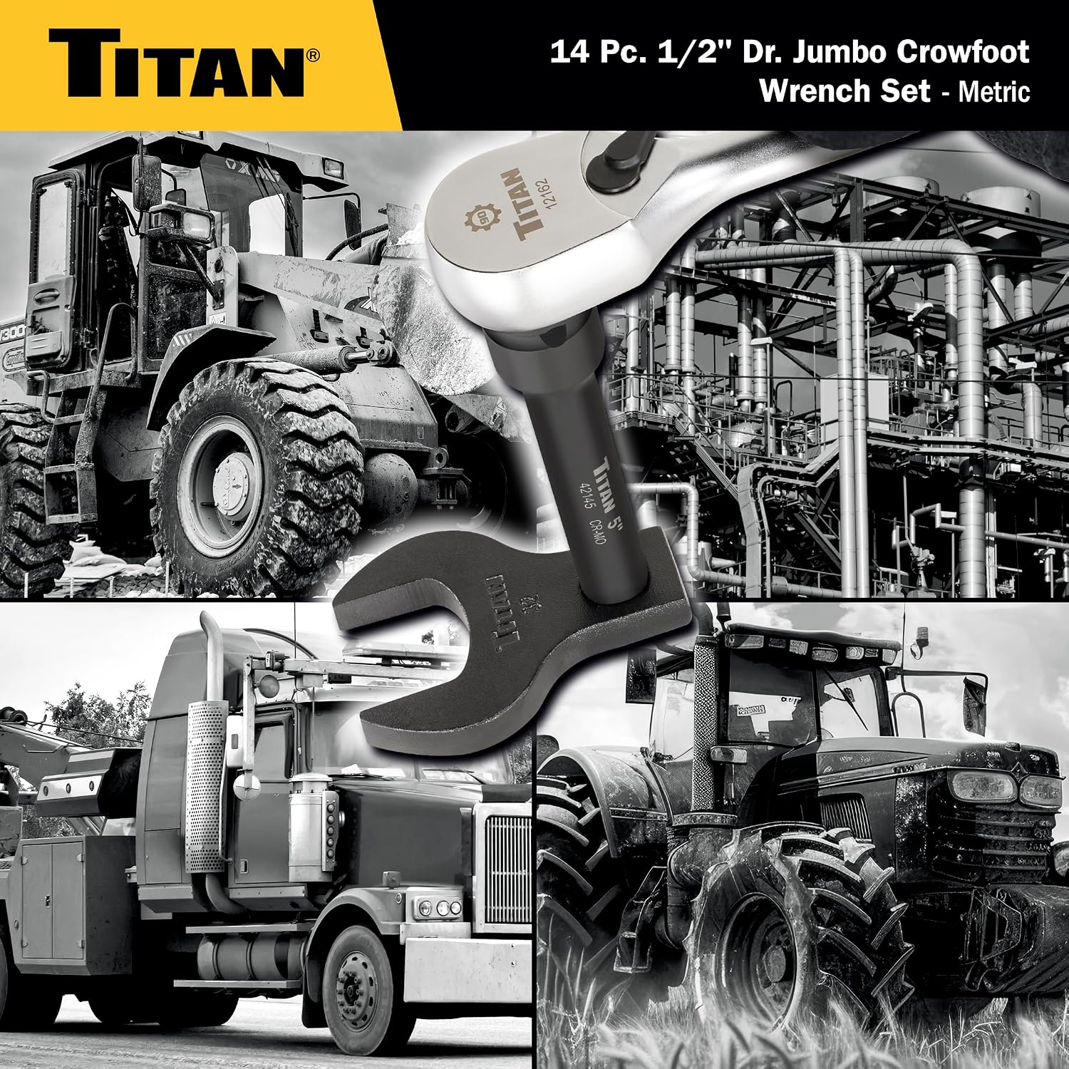 Titan 17299 14-Piece 1/2-Inch Drive Metric Jumbo Crowsfoot Wrench Set (Pack of 2)