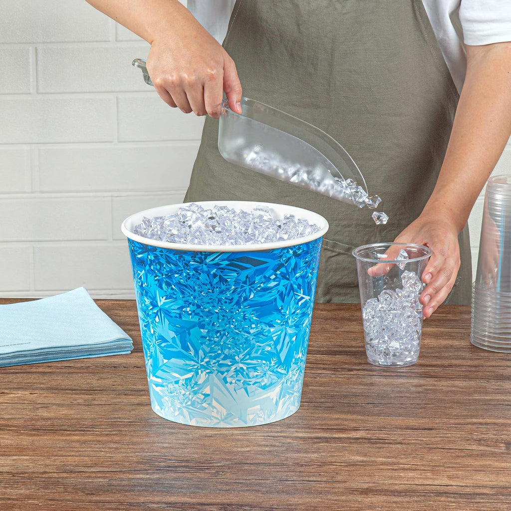 Restaurantware Paper Ice Buckets 100 Count 10 lb Leak-Resistant Disposable Ice Holders for Hotels Insulated Wide Mouth Round Containers for Events and Catering Blue