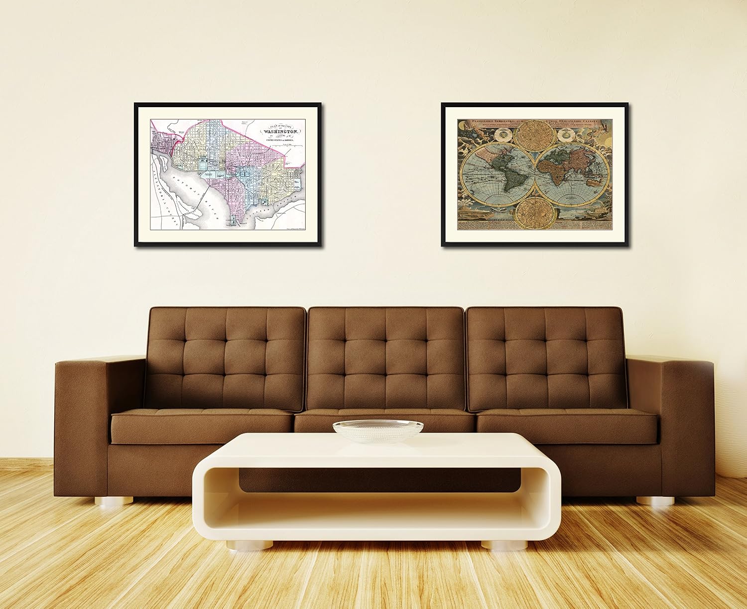 Washington DC Vintage Antique Map 36005 Canvas Print Picture Frame Home Decor Wall Art Livingroom Housewarming Gift Ideas 28'x37'