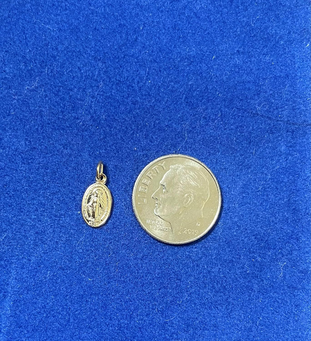 14k Yellow Gold Mini Small Miraculous Medal Charm