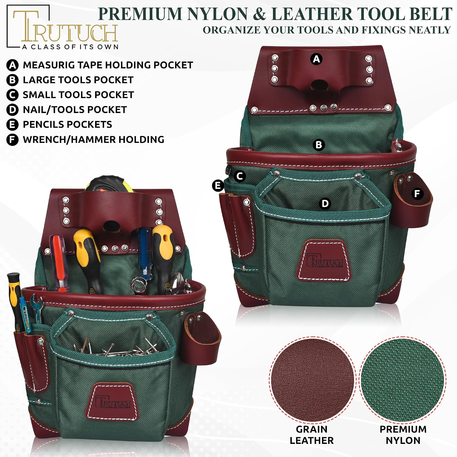 Nylon and Leather Tool Belt | Framing Tool Bags | Leather Tool Belts | Nylon Tool Pouch | Carpenter Tool Belt | Construction | Framers | Electrician