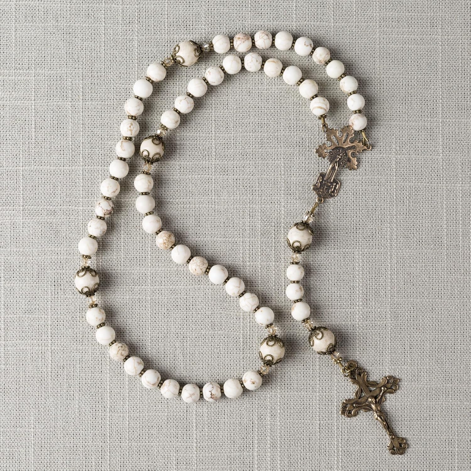 THE CATHOLIC COMPANY Stone Bead Rosary – Catholic Prayer Beads, Traditional Devotional Design, Durable and Lightweight, Gift for Men and Women