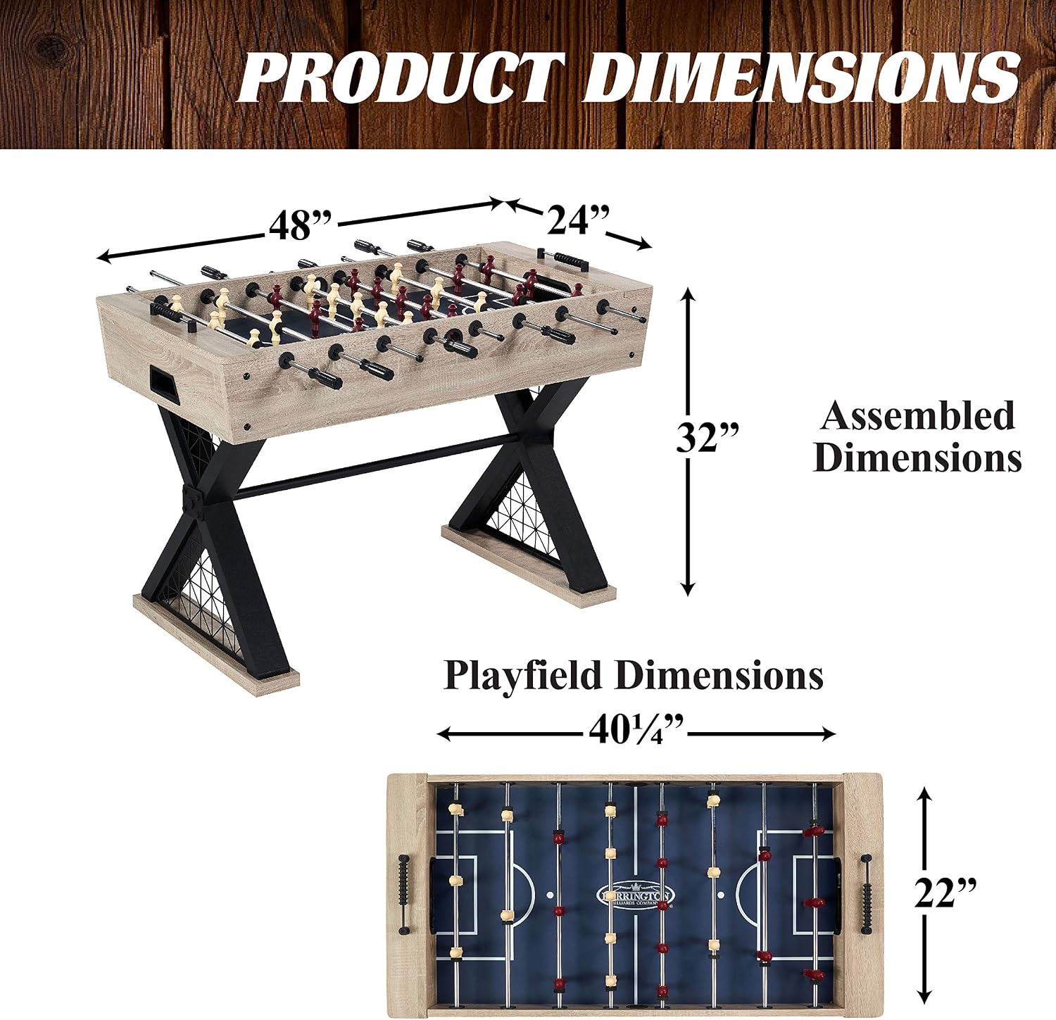 Barrington Foosball Multiple Styles Soccer Foosball Tables, Durable & Stylish Designs with Tabletop Sports Soccer Balls, Perfect for Family Game Rooms