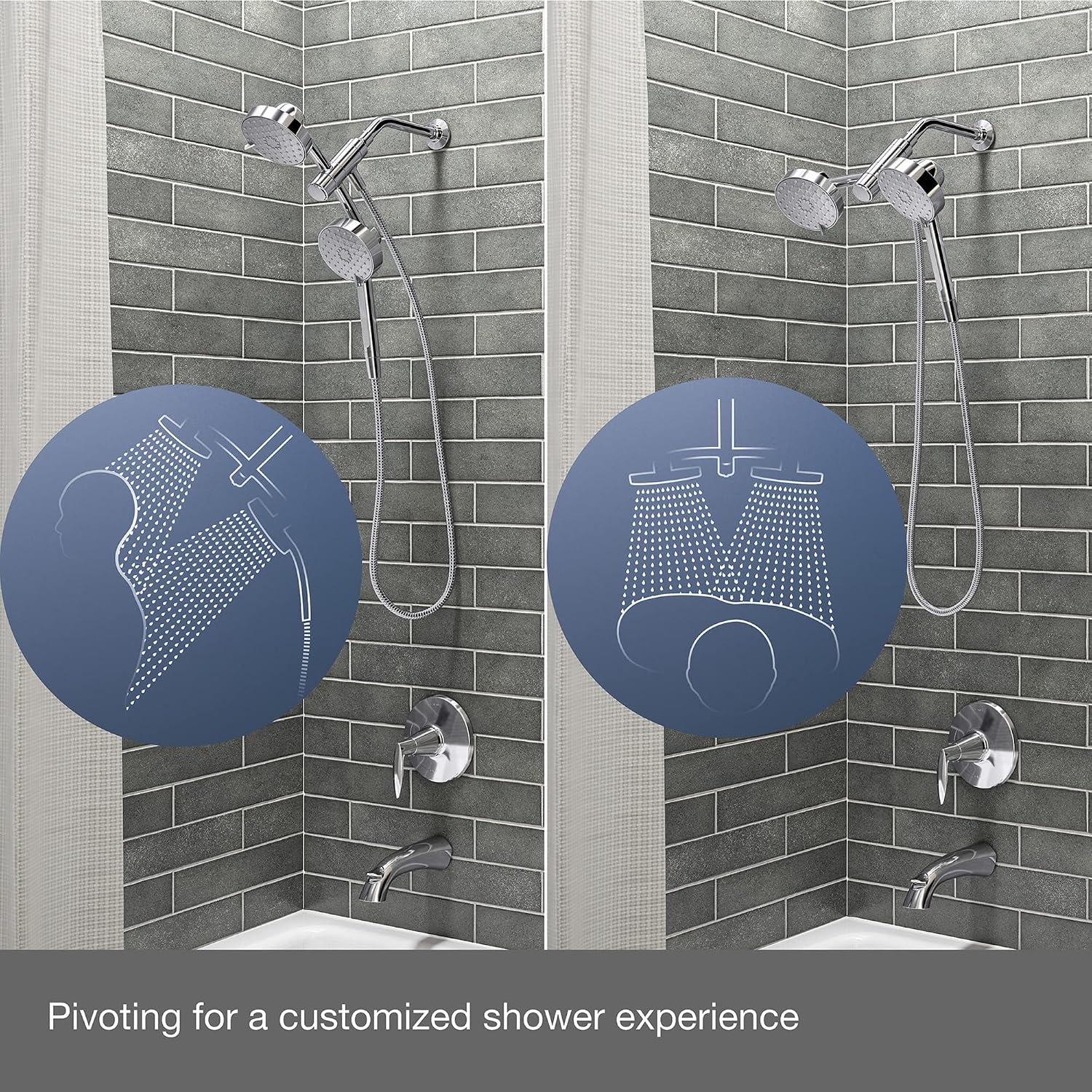 KOHLER K-23218-CP Awaken 2-in-1 Multifunction Shower Combo Kit, Durable Materials, Versatile Spray, Polished Chrome