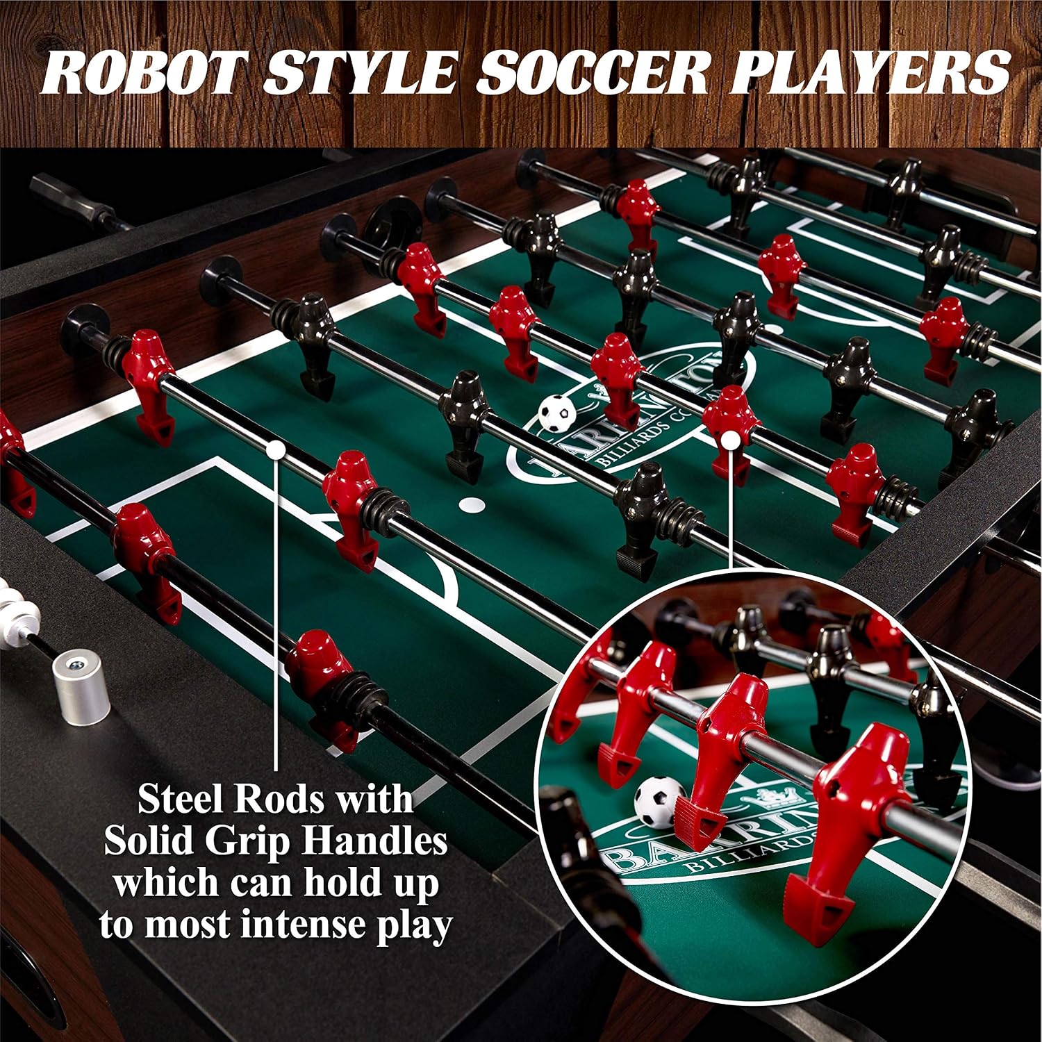 Barrington Foosball Multiple Styles Soccer Foosball Tables, Durable & Stylish Designs with Tabletop Sports Soccer Balls, Perfect for Family Game Rooms