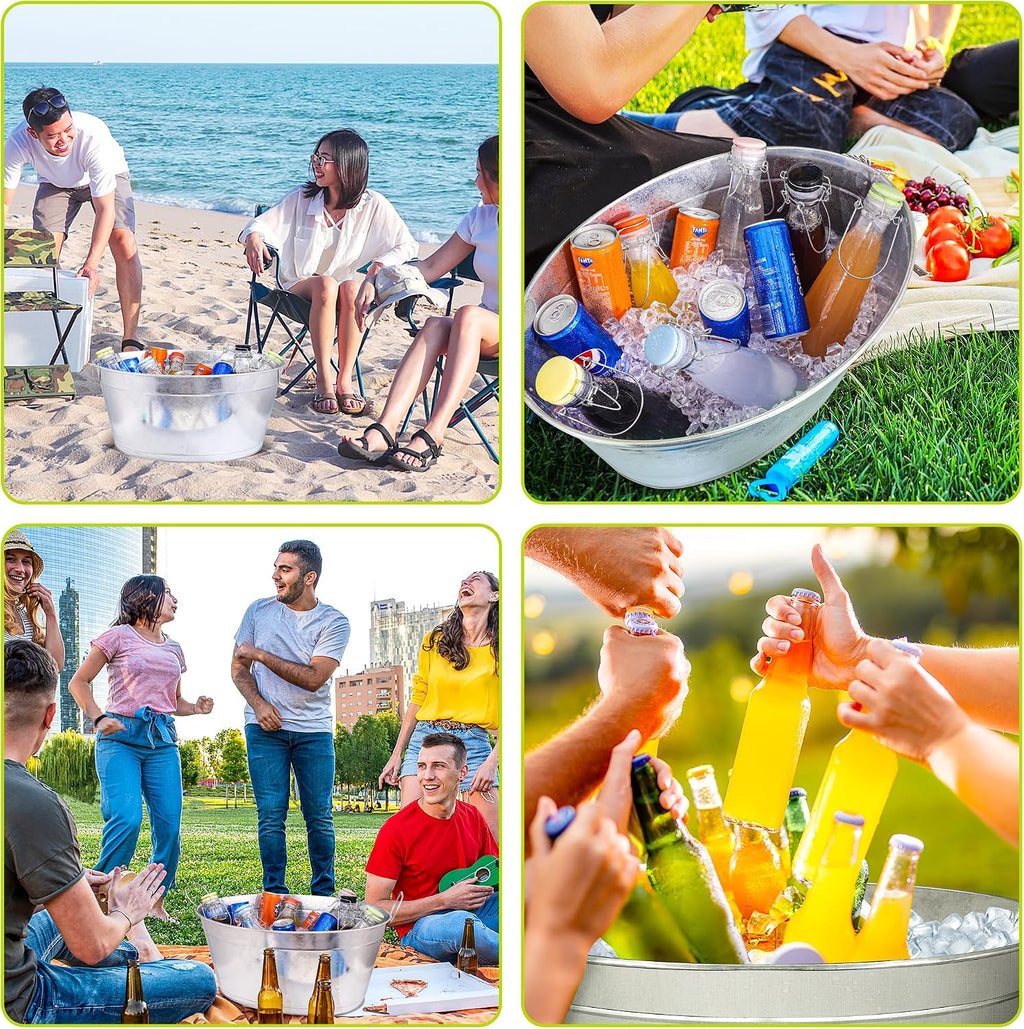 BARsics Large 6-Gallon Galvanized Tin Beverage Tub, 20x14x10 inches (Pack of 6)