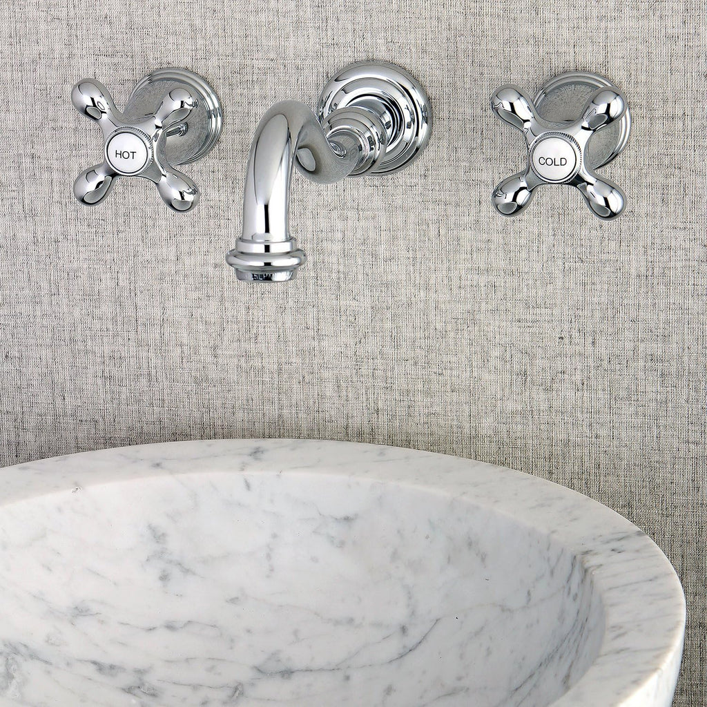 Kingston Brass KS3121AX Vintage 2-Handle Wall Mount Bathroom Faucet, Polished Chrome