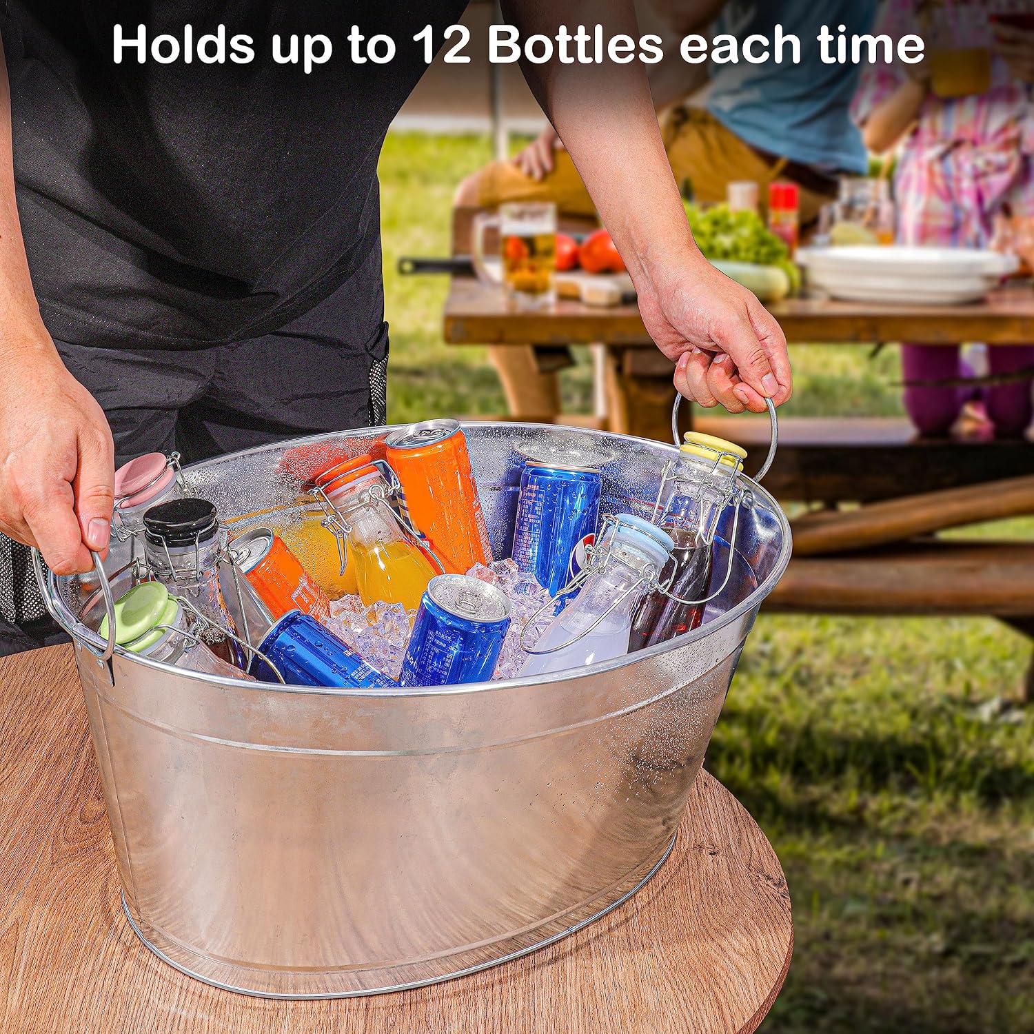 BARsics Large 6-Gallon Galvanized Tin Beverage Tub, 20x14x10 inches (Pack of 6)
